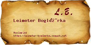 Leimeter Boglárka névjegykártya